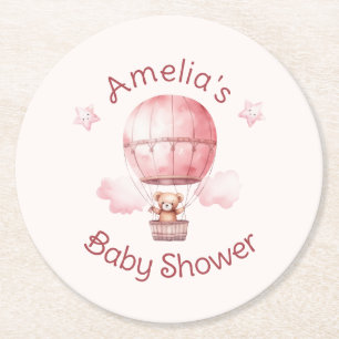 Sweet Little Girl on Way Baby Shower Runder Pappuntersetzer