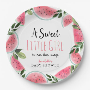 Sweet Little Girl Watermelon Babydusche Pappteller
