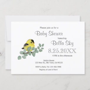 Sweet Little Goldfinch Baby Shower Invitations