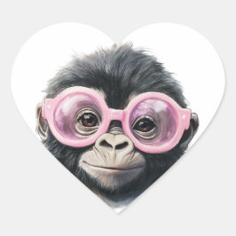 Sweet Little Gorilla Herz-Aufkleber