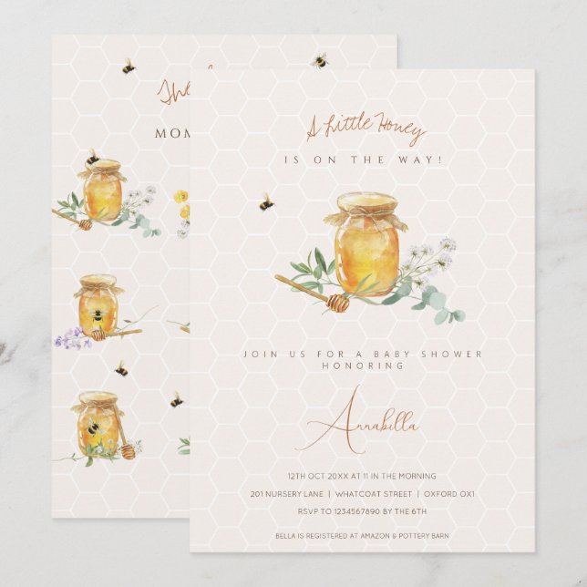 Sweet Little Honey Baby Dusche Einladung (Vorne/Hinten)