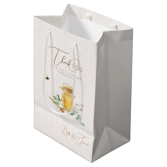 Sweet Little Honey Baby Dusche Mittlere Geschenktüte (Vorderseite Schrägansicht)