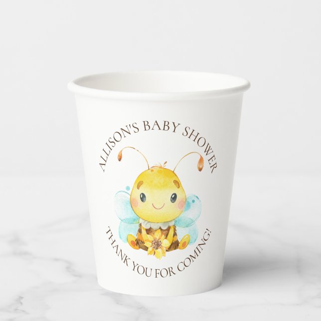 Sweet Little Honey Bee Baby Dusche Danke Clas Pappbecher (Vorderseite)