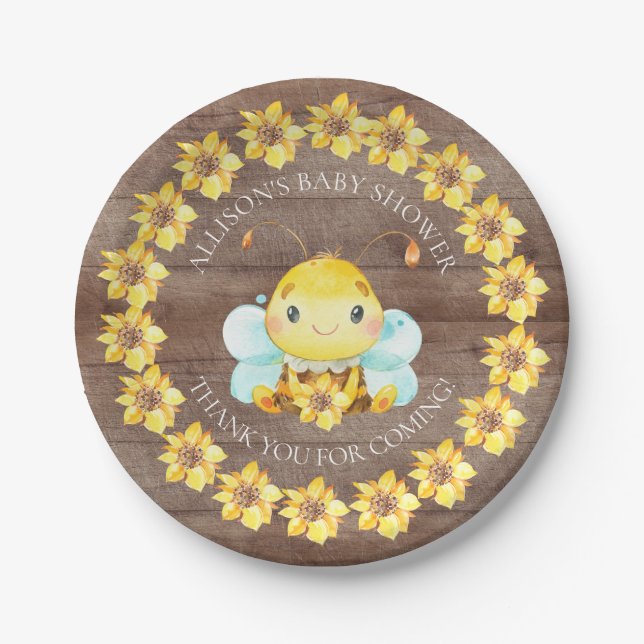 Sweet Little Honey Bee Baby Shower 7" Plättchen Pappteller (Vorderseite)