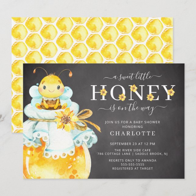 Sweet Little Honey Bee Baby Shower Einladung (Vorne/Hinten)