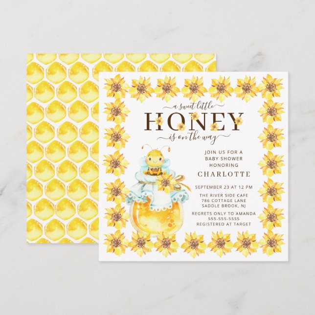 Sweet Little Honey Bee Baby Shower Einladung (Vorne/Hinten)