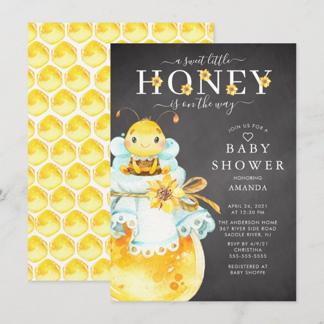 Sweet Little Honey Bee Baby Shower Einladung (Vorne/Hinten)