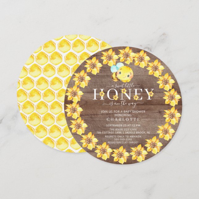Sweet Little Honey Bee Baby Shower Einladung (Vorne/Hinten)