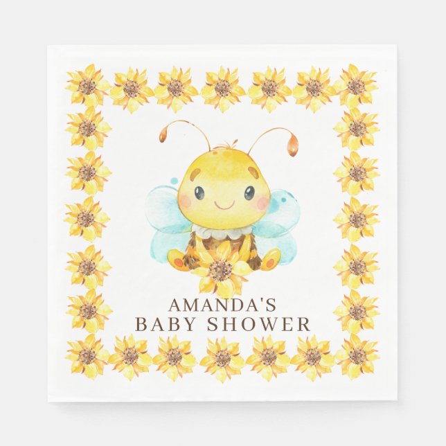 Sweet Little Honey Bee Baby Shower Paper Napkins Serviette (Vorderseite)