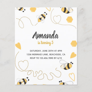 Sweet Little Honey Bee Birthday Party Einladung Flyer