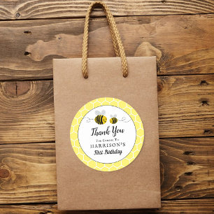 Sweet Little Honey Bee Birthday Party Fevor Runder Aufkleber