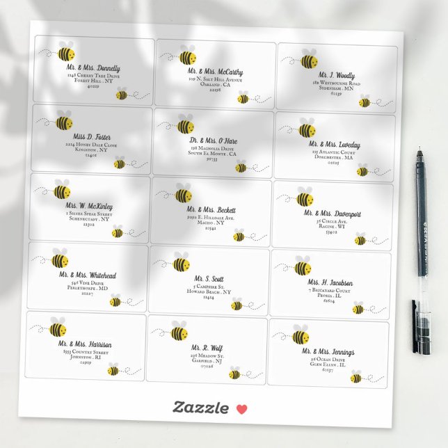 Sweet Little Honey Bee Individuelle Gastadresse Aufkleber (Von Creator hochgeladen)