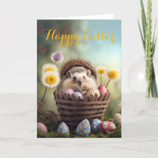 Sweet Little Igel in einem Osterkorb Feiertagskarte