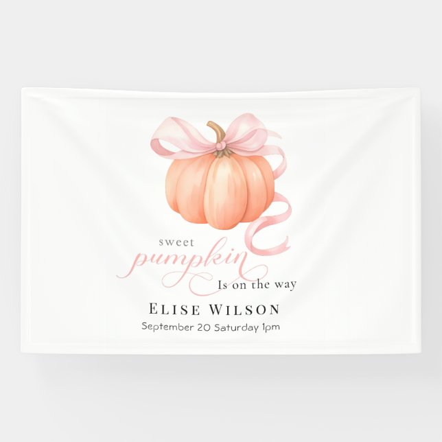 Sweet Little Kürbis Pink Bogen ist auf dem Weg Banner (Horizontal)