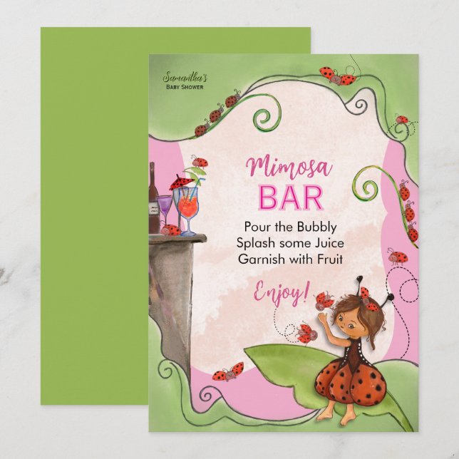 Sweet Little Lady Mimosa Bar Sign Einladung (Vorne/Hinten)