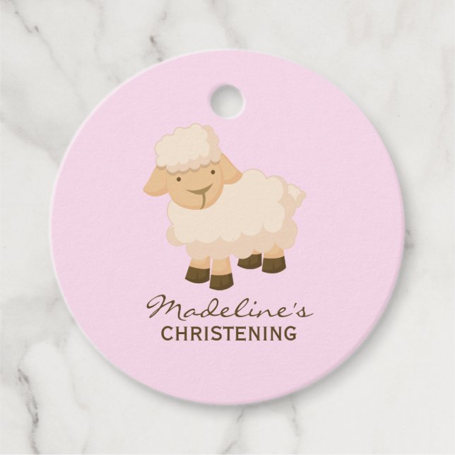 Sweet Little Lamb Baby Christening Geschenkanhänger (Vorderseite)