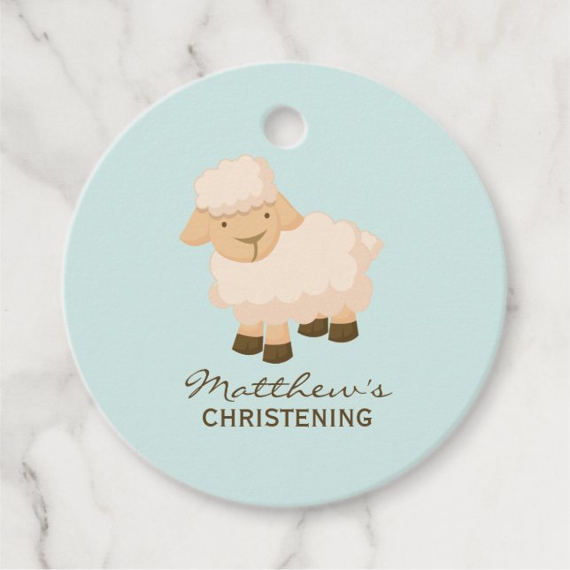 Sweet Little Lamb Baby Christening Geschenkanhänger (Vorderseite)