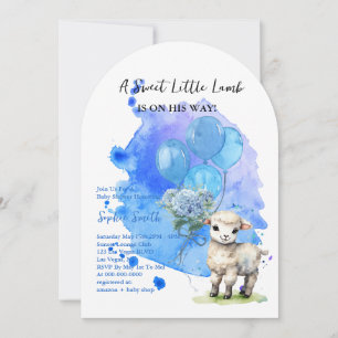 Sweet Little Lamb Baby Dusche Blue Arch Einladung