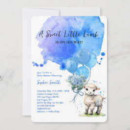 Sweet Little Lamb Baby Dusche Blue Wasserfarbe Einladung