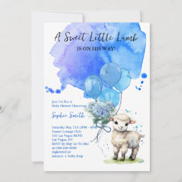 Sweet Little Lamb Baby Dusche Blue Wasserfarbe Einladung