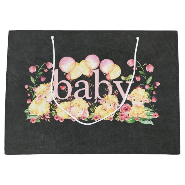 Sweet Little Lamb Baby Dusche ・ Neue Baby Geschenk Große Geschenktüte (Vorderseite)