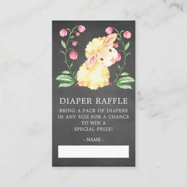 Sweet Little Lamb Baby Shower Diaper Raffle Ticket Begleitkarte (Vorderseite)