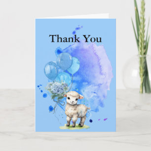 Sweet Little Lamb Blue Hydrangea Balloon Dankeskarte