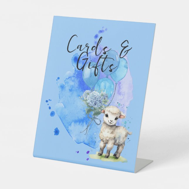 Sweet Little Lamb Blue Hydrangea Karten & Geschenk Sockelschild (Vorderseite)