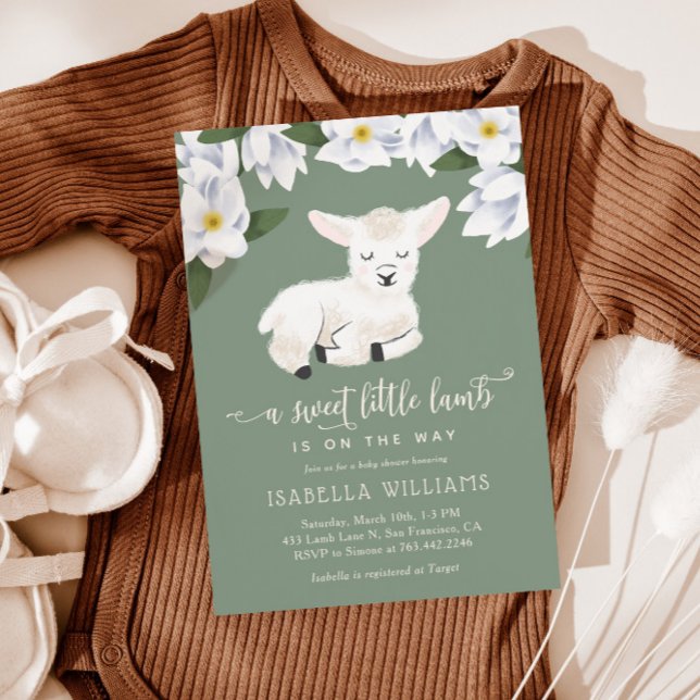 Sweet Little Lamb Gender Neutral Baby Dusche Einladung (Von Creator hochgeladen)