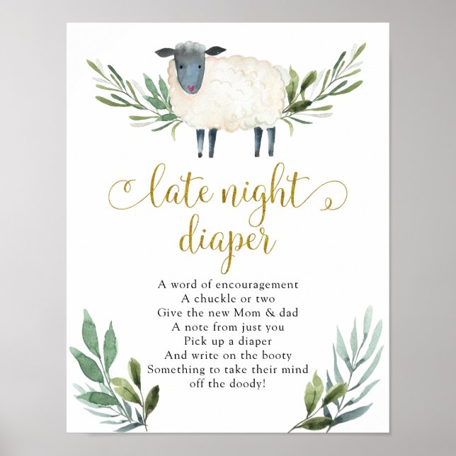 Sweet Little Lamb Greenerity Spate Night Diaper Ze Poster (Vorne)