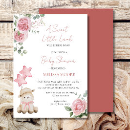 Sweet Little Lamb Mauve Pink Babydusche Einladung