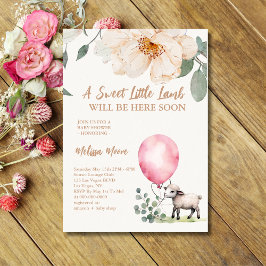 Sweet Little Lamb Pink Ballon Einladung