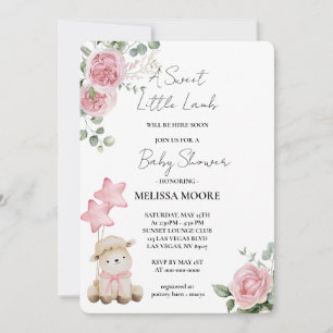 Sweet Little Lamb Pink Blume Einladung