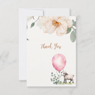 Sweet Little Lamb Pink Floral Baby Dusche Dankeskarte