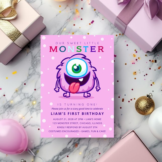 Sweet Little Monster Kindergeburtstag Einladung (Von Creator hochgeladen)