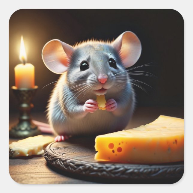 Sweet Little Mouse Quadratischer Aufkleber (Vorderseite)