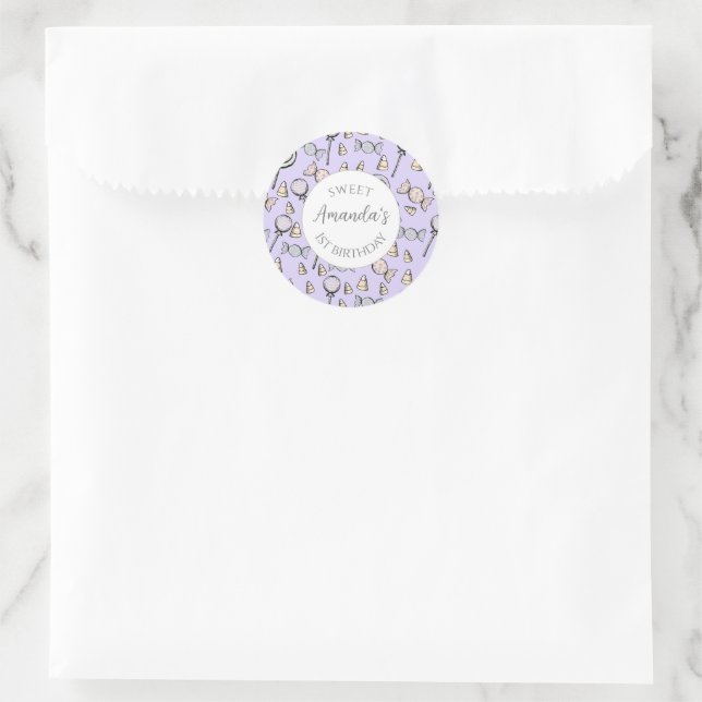 Sweet Little One Candy Theme Gefallen Tasche Runder Aufkleber (Tasche)