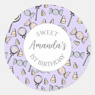 Sweet Little One Candy Theme Gefallen Tasche Runder Aufkleber