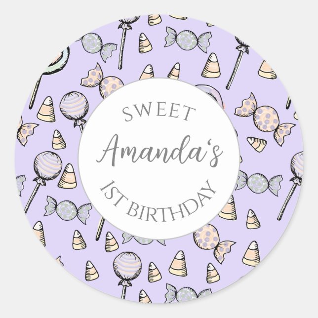 Sweet Little One Candy Theme Gefallen Tasche Runder Aufkleber (Vorderseite)