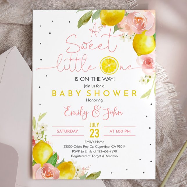 Sweet Little One Lemon Baby Dusche Einladung Pink (Von Creator hochgeladen)
