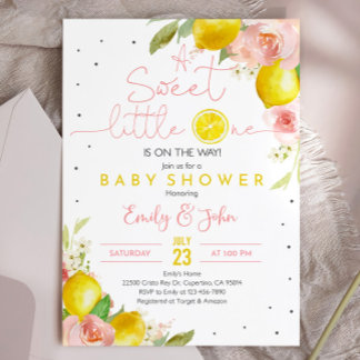 Sweet Little One Lemon Baby shower Invitation rose