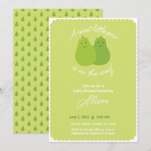 Sweet Little Pair Birne Themed Twins Baby Dusche Einladung