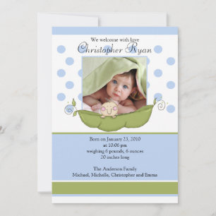 Sweet Little Pea Baby Boy Foto Announccard Ankündigung