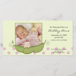 Sweet Little Pea Baby Girl Birth Annoucement Ankündigung