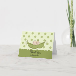 Sweet Little Pea Twin Boys Vielen Dank Note Card Dankeskarte