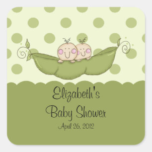 Sweet Little Pea Twins Baby Duschvorrichtung Quadratischer Aufkleber