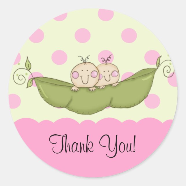 Sweet Little Pea Twins Baby Shockaufkleber Runder Aufkleber (Vorderseite)