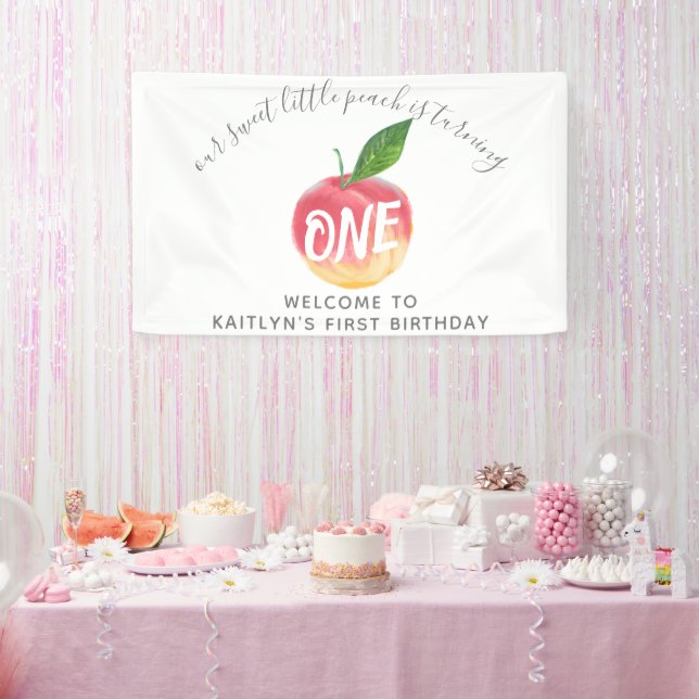 Sweet Little Peach 1. Geburtstag Willkommen Banner (Party)