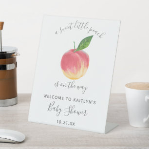 Sweet Little Peach Baby Dusche Begrüßungszeichen Sockelschild