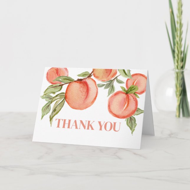 Sweet Little Peach Baby Dusche Dankeskarte (Vorderseite)